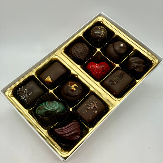 Dark Chocolate Truffle and BonBon Assortment: 12 Box